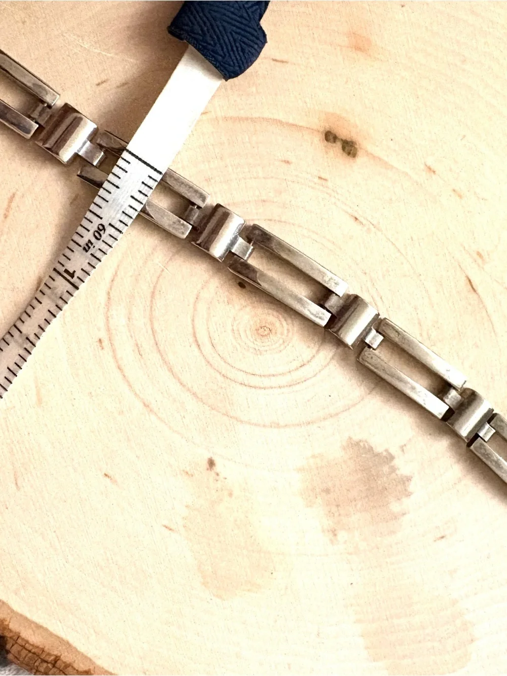 Men's Sterling Silver Link Bracelet - Modern Geometric Design